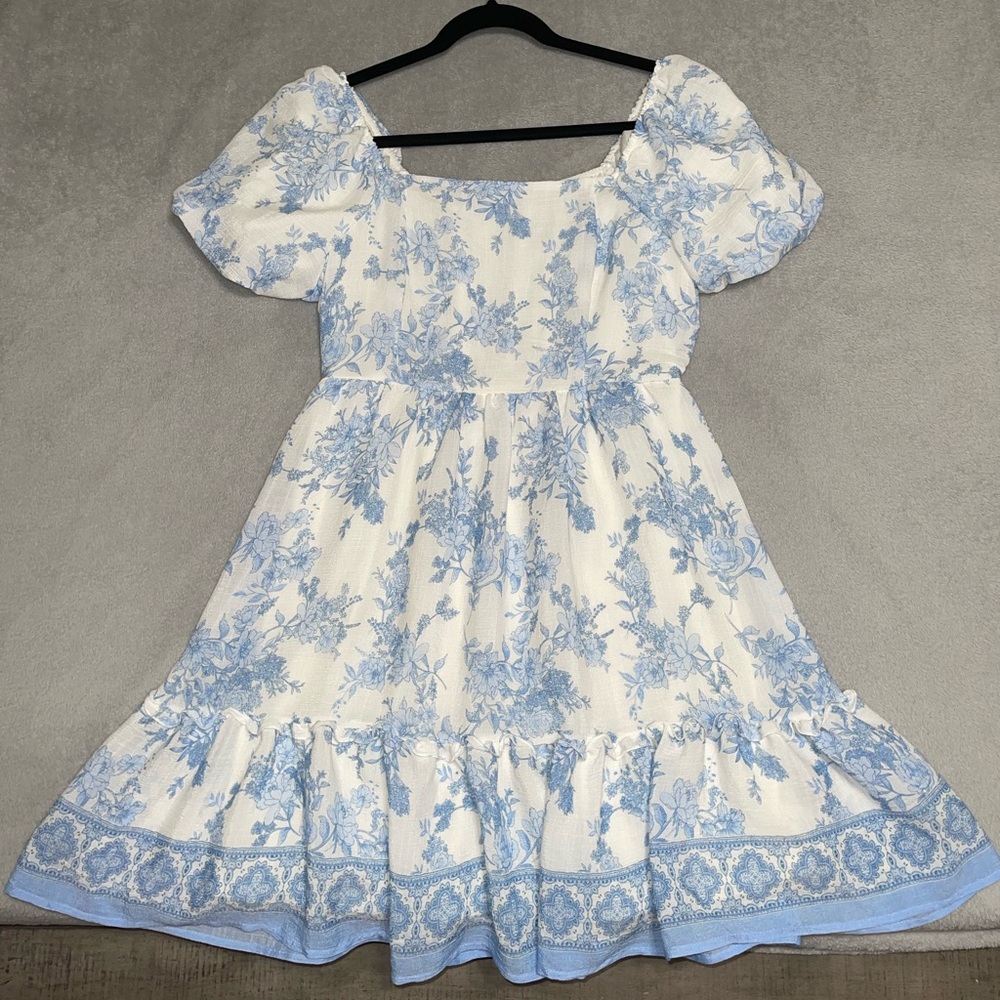 Blu Pepper Babydoll Blue & White Floral Print